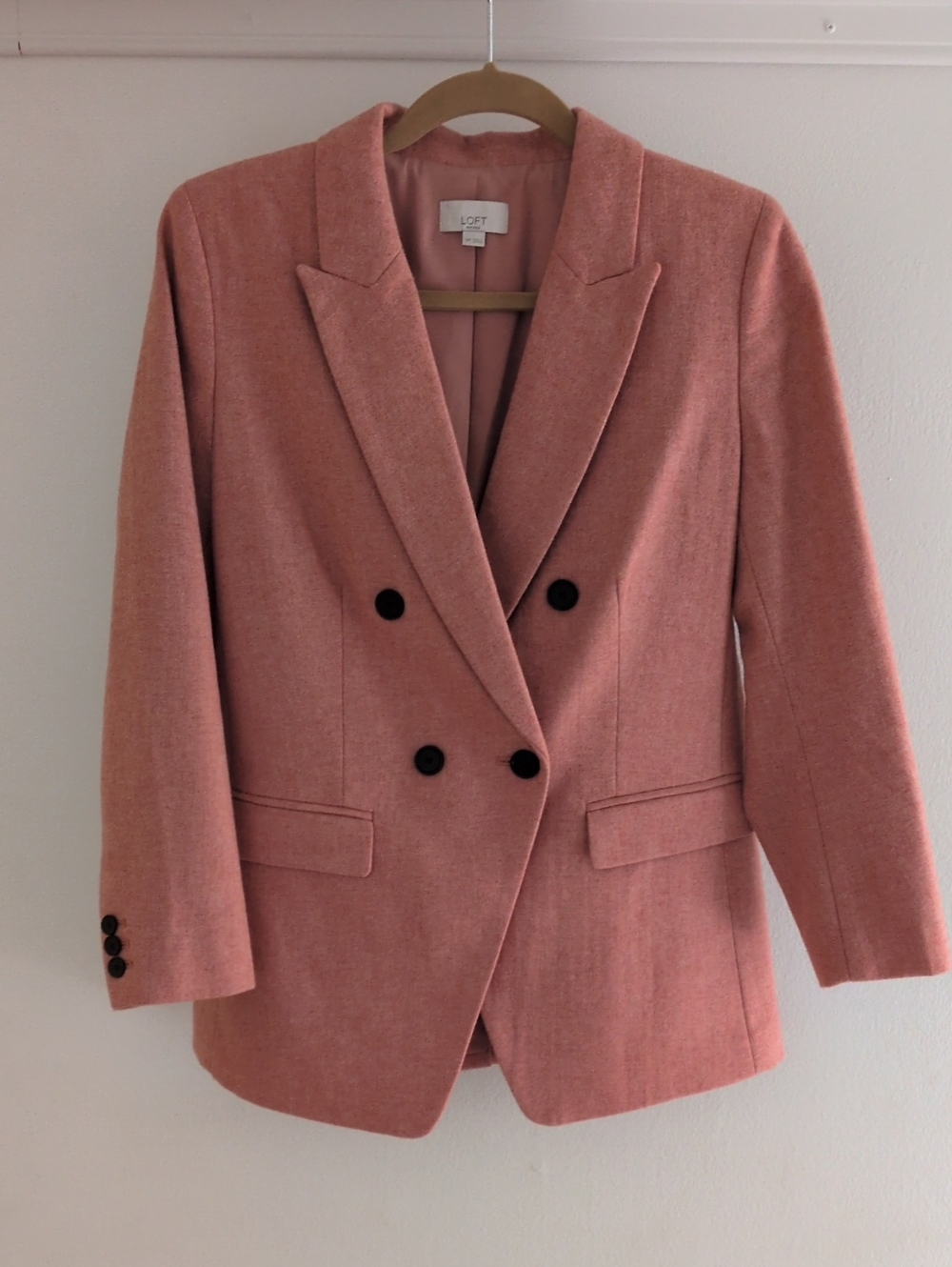 LOFT Rose Pink Double-Breasted Blazer